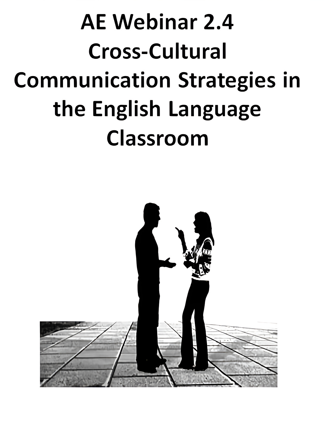 Webinar cover for “Cross-Cultural Communication Strategies,” showing two people in conversation.