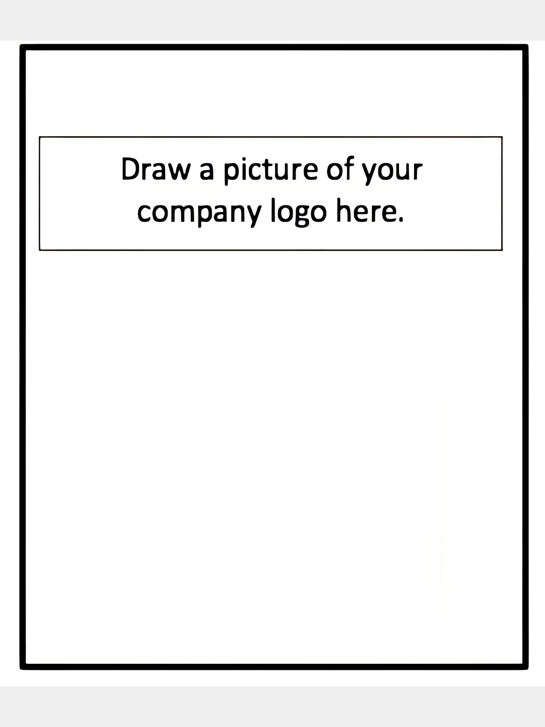 A worksheet prompts learners to draw a company logo.