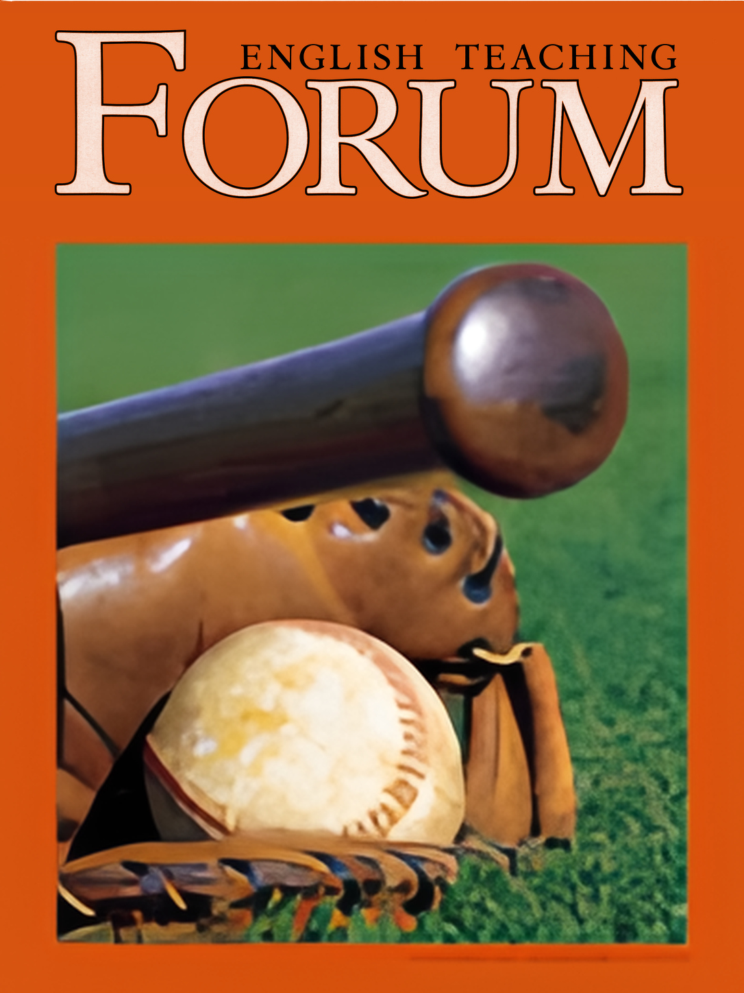 Cover of English Teaching Forum 2010, Volume 48, Number 3 showing a baseball glove, baseball, and baseball bat